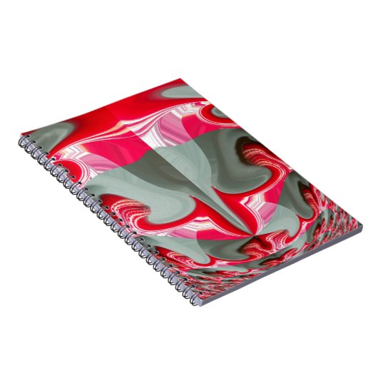 美しい赤灰灰色の幾何学的モチーフARTデザイン ノートブック (右側)