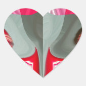 美しい赤灰灰色の幾何学的モチーフARTデザイン ハートシール (正面)