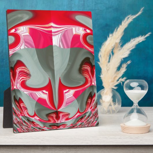 美しい赤灰灰色の幾何学的モチーフARTデザイン フォトプラーク (側面)