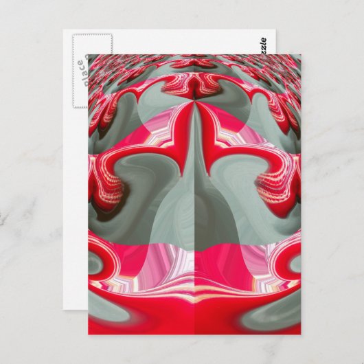 美しい赤灰灰色の幾何学的モチーフARTデザイン ポストカード (正面/裏面)