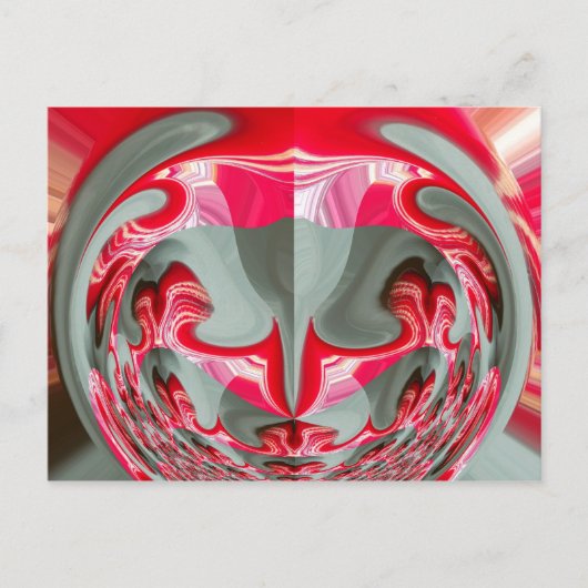 美しい赤灰灰色の幾何学的モチーフARTデザイン ポストカード (正面)