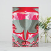 美しい赤灰灰色の幾何学的モチーフARTデザイン 便箋 (スタンド正面)