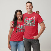 美しい赤灰灰色の幾何学的モチーフARTデザイン Tシャツ (ユニセックス)