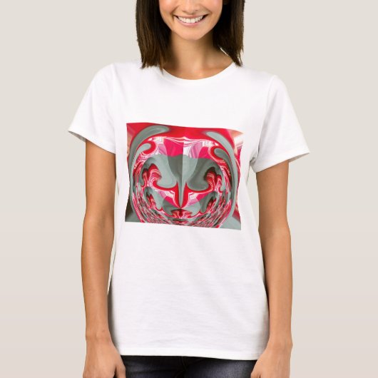 美しい赤灰灰色の幾何学的モチーフARTデザイン Tシャツ (正面)