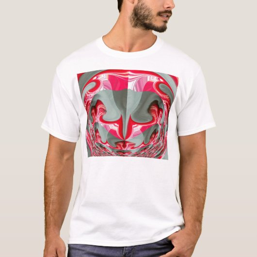 美しい赤灰灰色の幾何学的モチーフARTデザイン Tシャツ (正面)