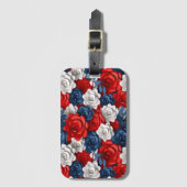 美しい赤白青の花の庭アメリカ花柄USA ラゲッジタグ (正面縦)