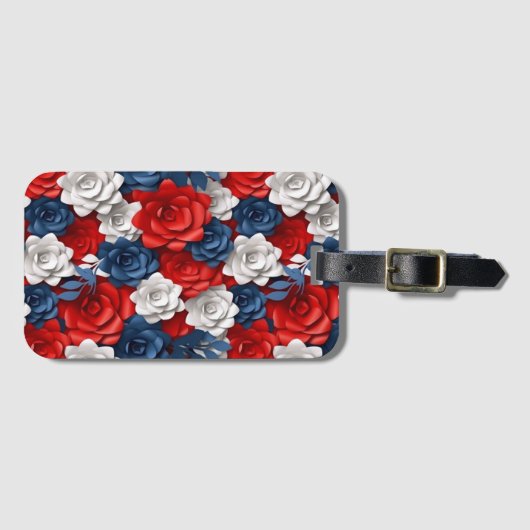 美しい赤白青フラワーガーデンフローラUSA ラゲッジタグ (正面横)