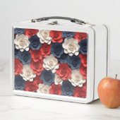 美しい赤白青フラワーガーデンUSAアメリカ メタルランチボックス (インサイチュ)