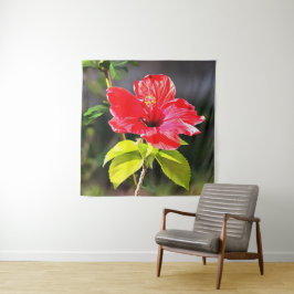 美しい赤芸術的色の熱帯ハイビスカスの花 タペストリー