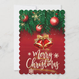 美しい赤金ゴールドメリークリスマス個人的な願い 招待状