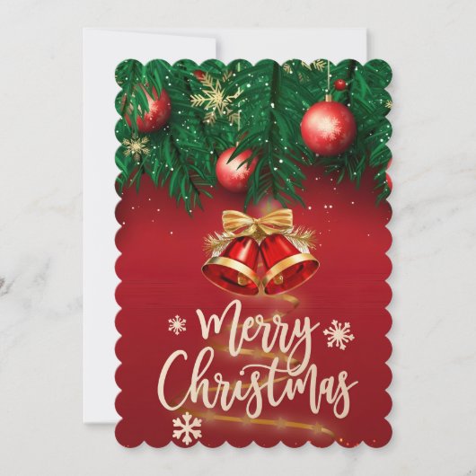 美しい赤金ゴールドメリークリスマス個人的な願い 招待状 (正面)