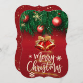 美しい赤金ゴールドメリークリスマス願いカード 招待状 (正面/裏面)