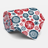 美しい赤青のチストマスボールと雪の結晶 ネクタイ (ロール)