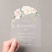 美しい赤面とアイボリーフローラ結婚の アクリル招待状 (インサイチュ (ポータブル))