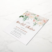 美しい赤面とバラ金ゴールドブライダルシャワー 箔招待状 (回転した状態)