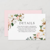 美しい赤面と白結婚い花の詳細 エンクロージャーカード (正面/裏面)