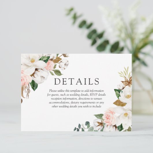 美しい赤面と白結婚い花の詳細 エンクロージャーカード (スタンド正面)