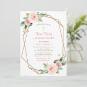 美しい赤面のピンクの花が最初の聖餐式 招待状 (スタンド正面)