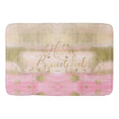 美しい赤面のピンクの金ゴールドの魅力的な水彩画こんにちは バスマット (正面)
