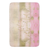 美しい赤面のピンクの金ゴールドの魅力的な水彩画こんにちは バスマット (正面縦)