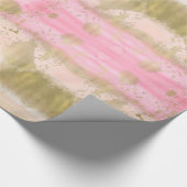 美しい赤面のピンクの金ゴールドの魅力的な水彩画こんにちは ラッピングペーパー (角)