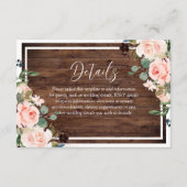 美しい赤面の花素朴とウッド結婚ズ エンクロージャーカード (正面)