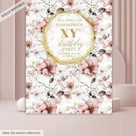 美しい赤面アイボリー金ゴールド誕生日の写真の背景 タペストリー