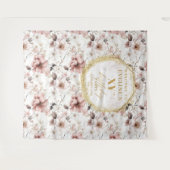 美しい赤面アイボリー金ゴールド誕生日の写真の背景 タペストリー (正面(横))