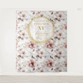 美しい赤面アイボリー金ゴールド誕生日の写真の背景 タペストリー (正面)