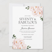 美しい赤面エレガントピンク70誕生日 招待状 (正面)