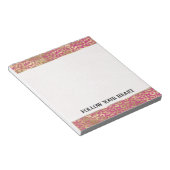 美しい赤面ピンクゼブラスパークルグリッター ノートパッド (アングル)