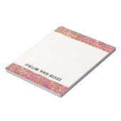 美しい赤面ピンクゼブラスパークルグリッター ノートパッド (回転)