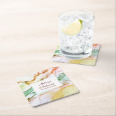 美しい赤面ピンクパステルインテリアデザイン スクエアペーパーコースター (インサイチュ)