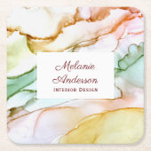 美しい赤面ピンクパステルインテリアデザイン スクエアペーパーコースター (正面)