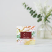 美しい赤面ピンクパステルインテリアデザイン スクエア名刺 (スタンド正面)