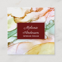 美しい赤面ピンクパステルインテリアデザイン スクエア名刺