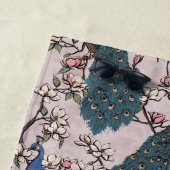 美しい赤面ピンクピーコックとマグノリアの花 ビーチタオル (インサイチュ)