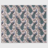 美しい赤面ピンクピーコックとマグノリアの花 ラッピングペーパー (フラット)