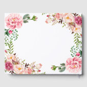 美しい赤面ピンクフローラブライダルシャワー ゲストブック (裏面)