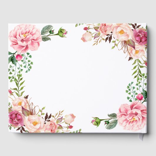 美しい赤面ピンクフローラブライダルシャワー ゲストブック (裏面)