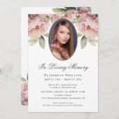 美しい赤面ピンクフローラ写真追悼会 招待状 (正面/裏面)