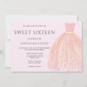 美しい赤面ピンクマーメイドドレス甘い16パーティー 招待状 (裏面)