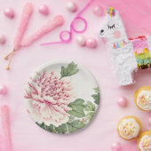 美しい赤面ピンク牡丹ロマンチックフローラ ペーパープレート (パーティー)