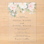 美しい赤面フラワーズ春の結婚式 アクリル招待状 (正面)