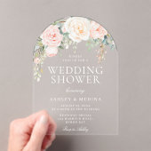 美しい赤面フローラウェディングシャワー アクリル招待状 (インサイチュ (ポータブル))