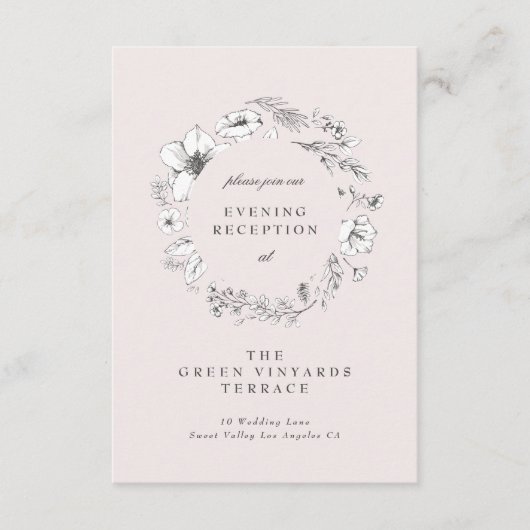 美しい赤面フローラスケッチリース披露宴 エンクロージャーカード (正面)