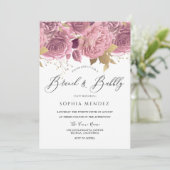 美しい赤面フローラブライダルシャワーブランチバブリー 招待状 (スタンド正面)