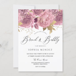 美しい赤面フローラブライダルシャワーブランチバブリー 招待状