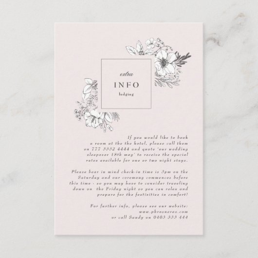 美しい赤面フローラモノグラムスケッチリース エンクロージャーカード (正面)