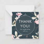 美しい赤面フローラルパターンブルーありがとう ノートカード (正面)